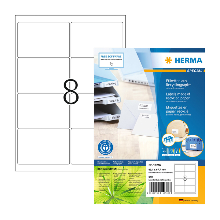 Etiket herma recycling 99.1x67.7mm wit(10732) - 0