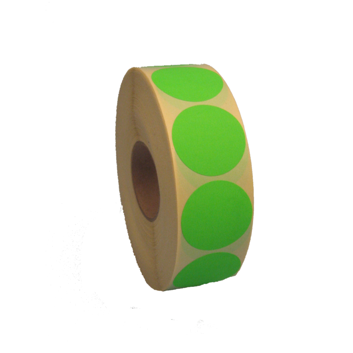 Etiket Rond 35 mm Groen Fluor Rol a 2000 Stuks - 0