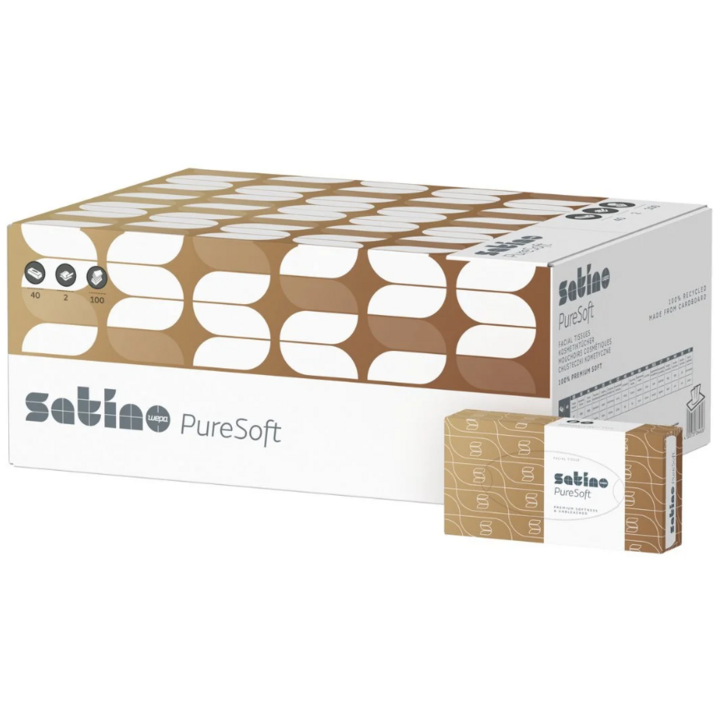 Satino PureSoft | Facial Tissue | 2-Laags | Soft Beige | 211660 (40 doos x 100 stuks) - 0