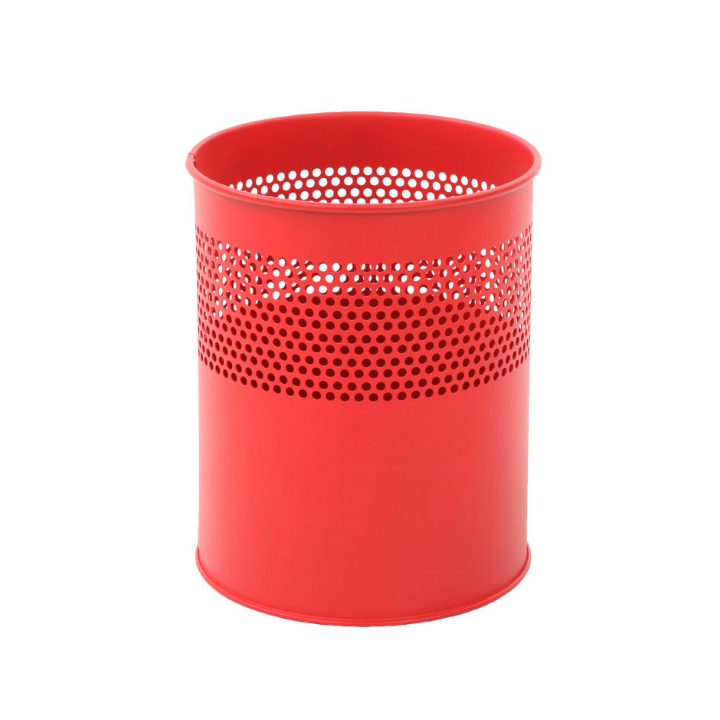 Metalen papierbak, geperforeerd, 10 liter, rood, VB 270510 - 0