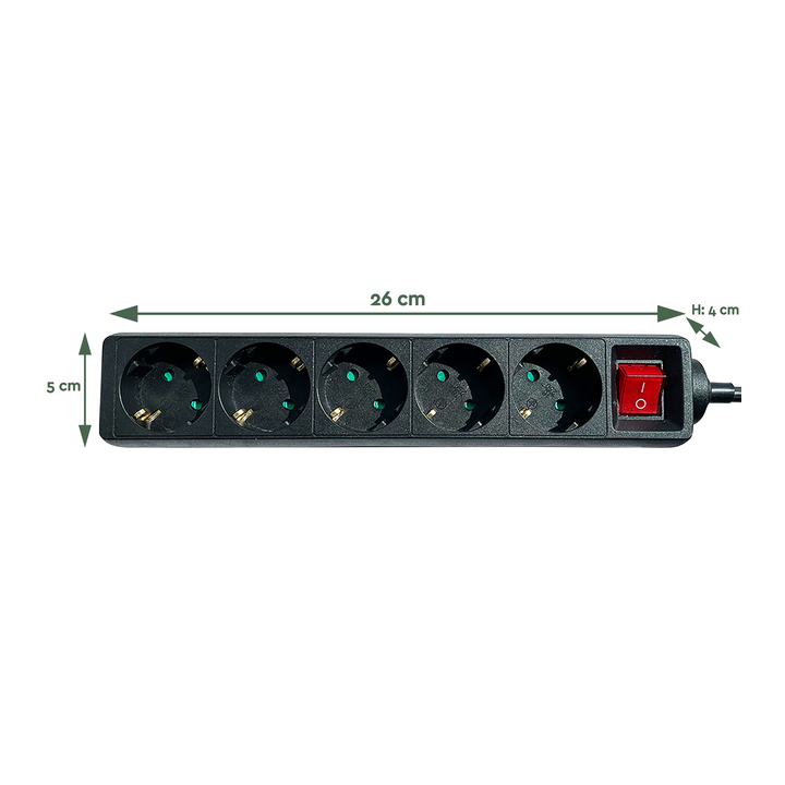 Stekkerdoos brasq  5 voudig 1.4 meter zwart(8742613) - 1