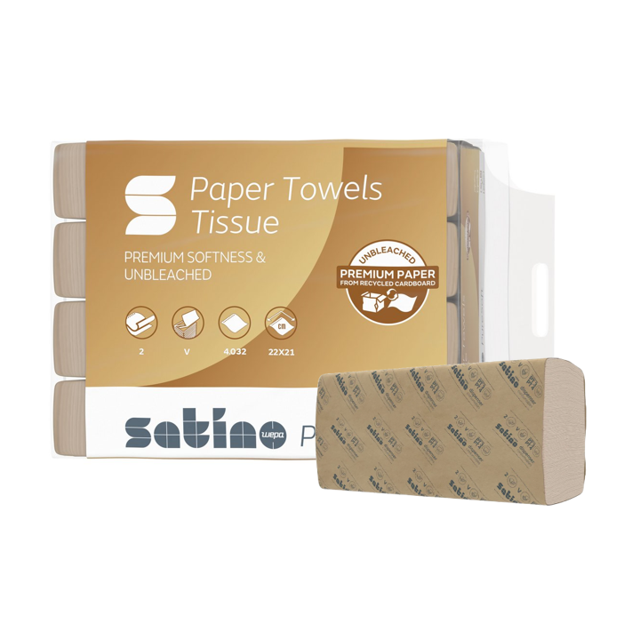 Satino PureSoft | Papieren Handdoekjes | 21x22cm | 2-Laags | PT3 | Soft Beige | 278250 (4.032 stuks) - 0