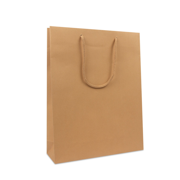 Luxe draagtas, papier, 31+10x40cm, bruin, koorden (100 stuk) - 0