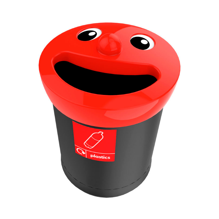 Smiley face afvalbak, 52 liter, zwart/rood, VB 719457 - 0