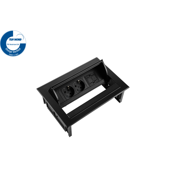 Filex, Power Desk In, 2x 230V, 1x keystone, zwart - 0