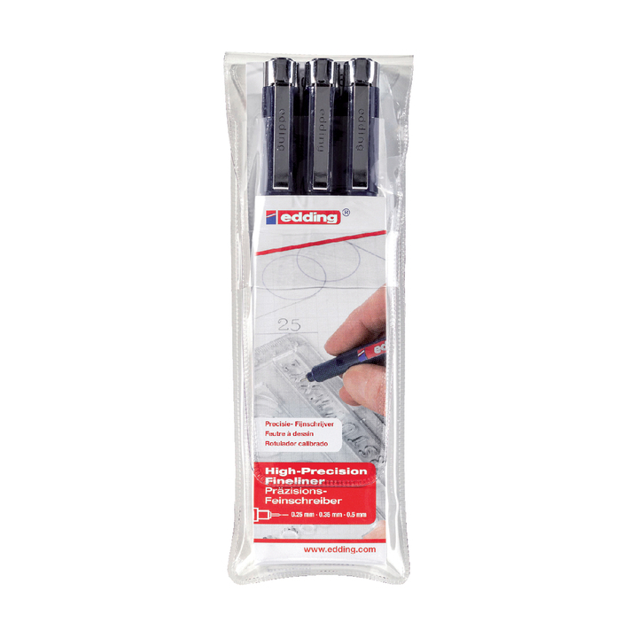 Fineliner edding 1800 0.1-0.3-0.5mm zwart(4-1800-3) - 0