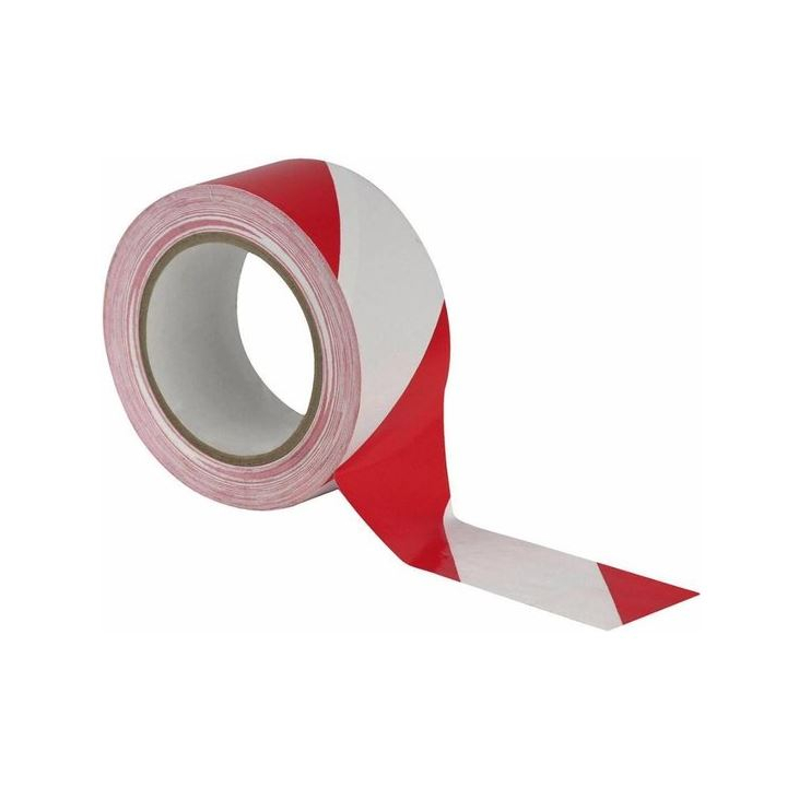 Vloermarkeringstape, 50mm x 33m, rood/wit (1 stuk) - 0