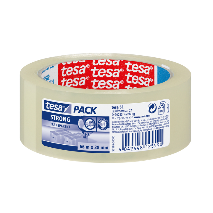Verpaktape tesa 57165 strong 38mmx66m transparant(57165-0000 - 0