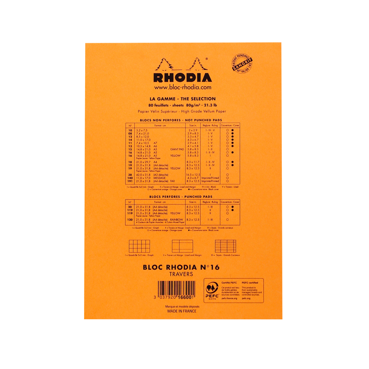 Schrijfblok rhodia 14.8cmx21cm lijn 80 vel 80gr(16600c) - 2