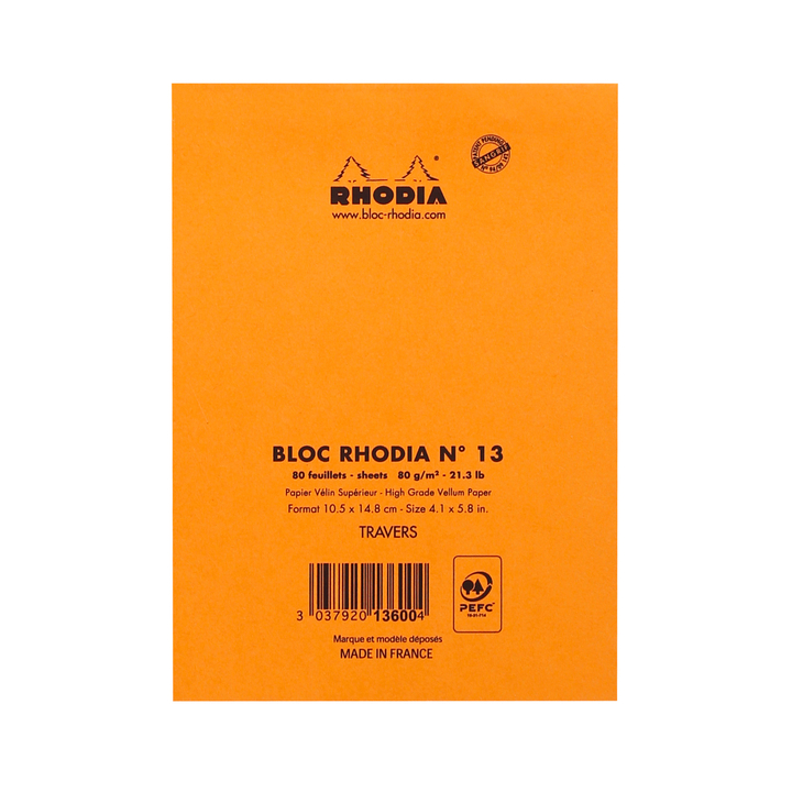 Schrijfblok rhodia a6 lijn 80 vel 80gr oranje(13600c) - 2