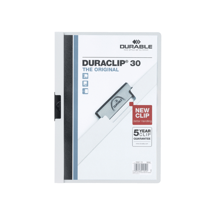 Klemmap durable 2200 a4 pl/tr 3mm wit - 0