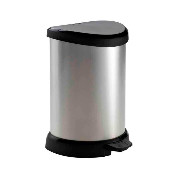 Decobin, pedaalemmer, 20 liter, zilver/zwart, VB 120005 - 0