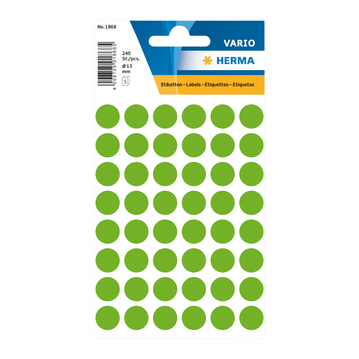 Etiket herma 1868 rond 12mm 240st fluor groen - 0
