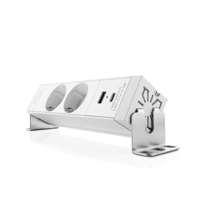 Filex, Power Desk Up 1.0, 2x 230V, USB A+C Charge, wit - 1