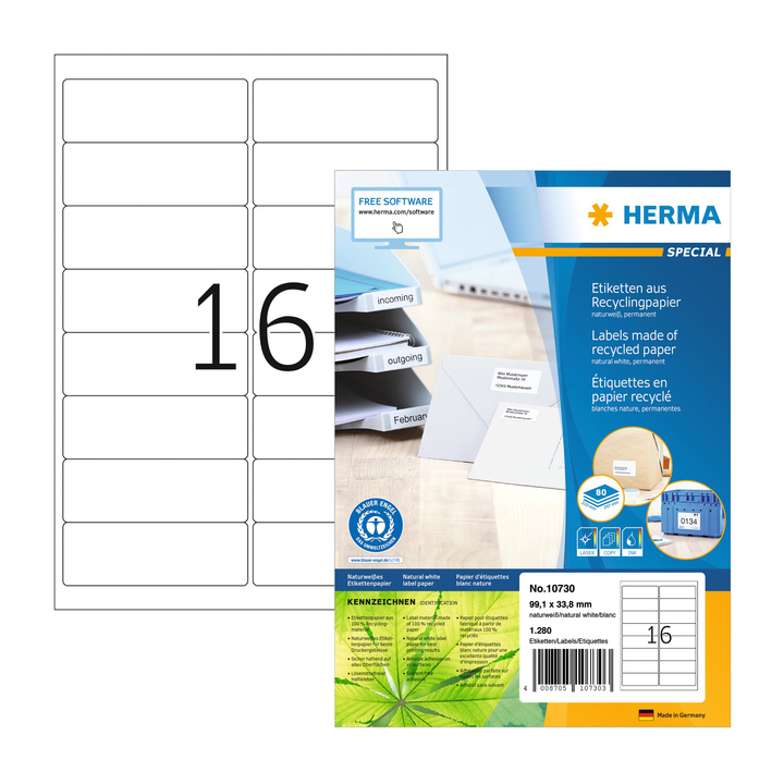 Etiket herma recycling 99.1x33.8mm wit(10730) - 0