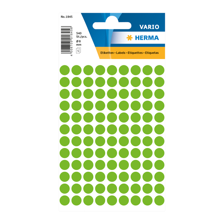 Herma, etiket rond, 8mm, groen, 1845 (540 stuks) - 0