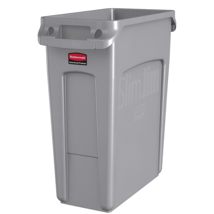 Rubbermaid Slim Jim, afvalbak, 60 liter, grijs, VB 227895 - 0