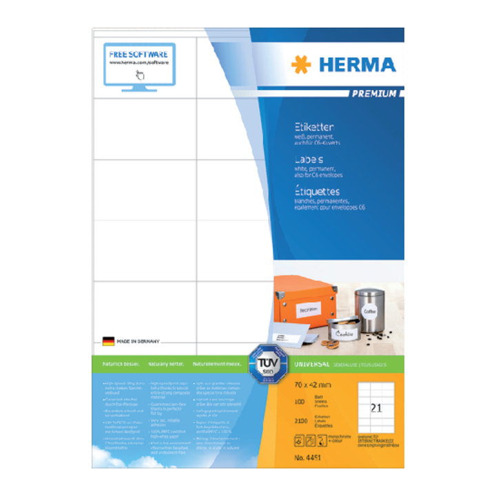 Etiket herma superprint 4451 70x42mm 2100st - 0