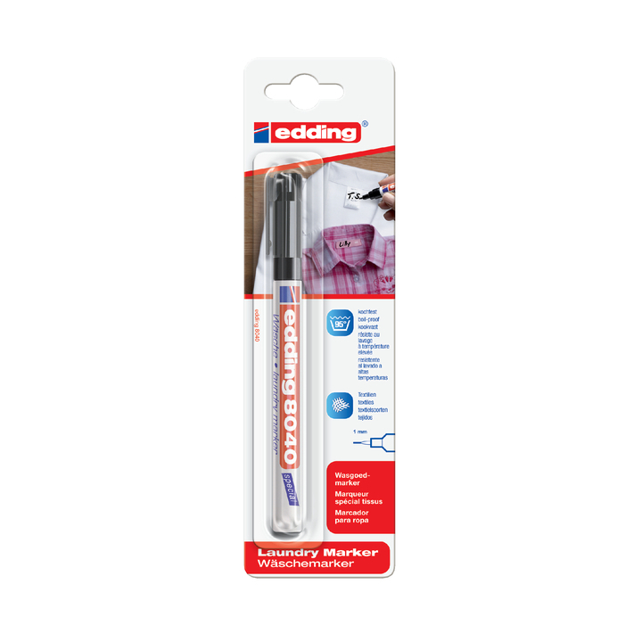 Viltstift edding 8040 wasgoed rond 1mm zwart - 0
