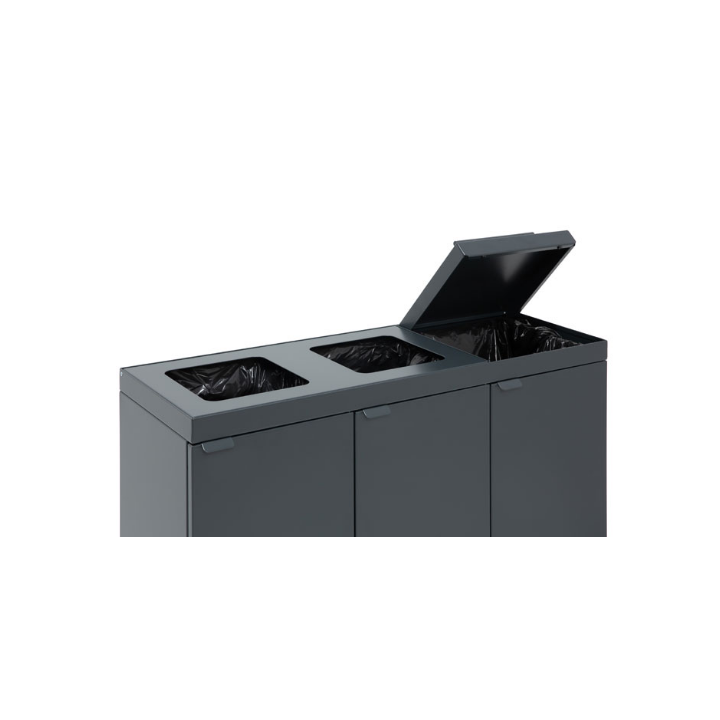Bica, afvalscheidingsstation, 3x45 liter, antraciet, VB 195107 - 1