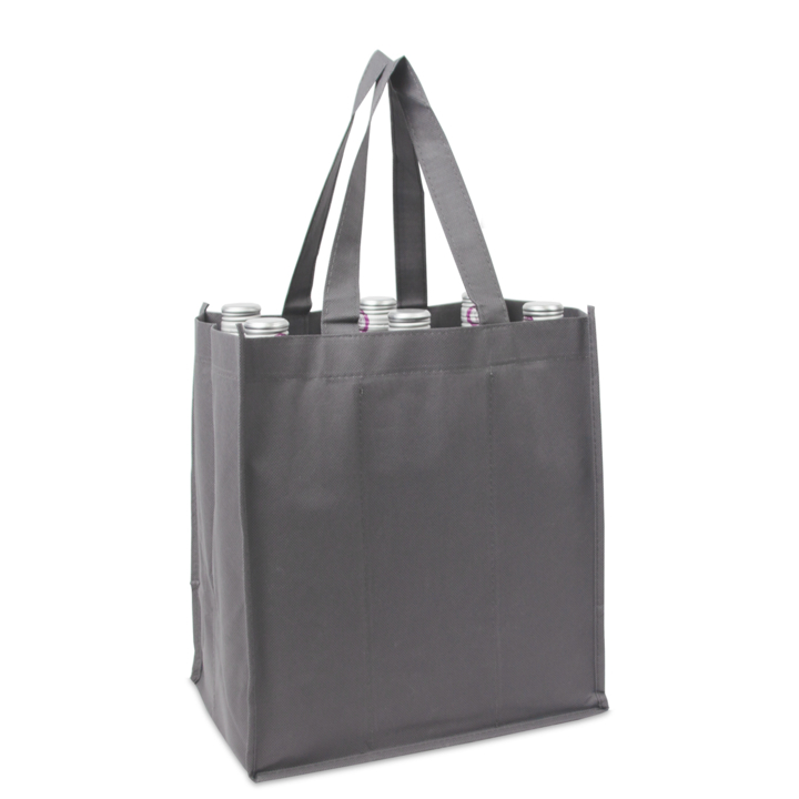 Draagtas, non-woven, 27+19x30cm, voor 6 fles, grijs (50 st) - 0