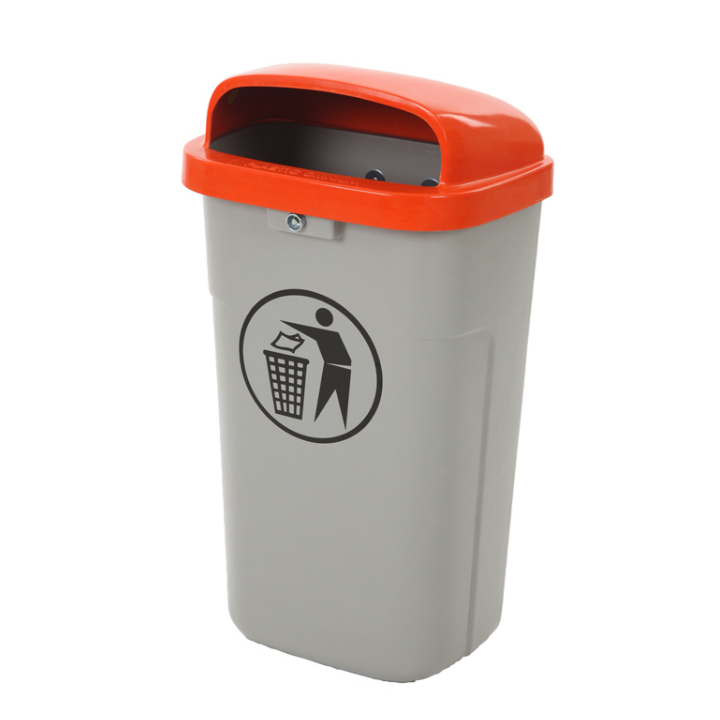 Vuurbestendige buitenafvalbak, 50 liter, grijs/or, VB 500200 - 0