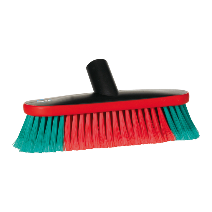 Vikan, wasborstel met waterdoorvoer, 27cm, zwart/rood/groen, 475552 (1 stuk) - 0