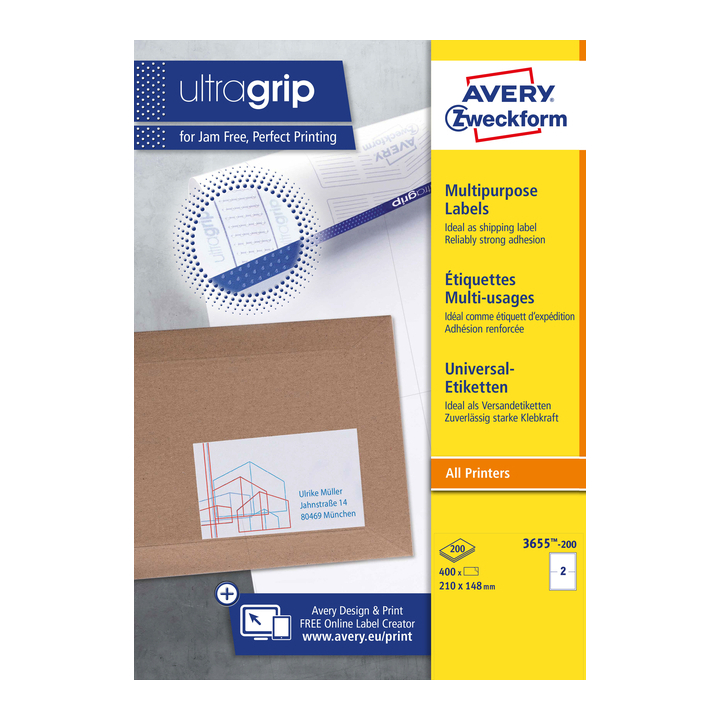 Etiket avery zweck 3655-200 210x148mm 400st - 0