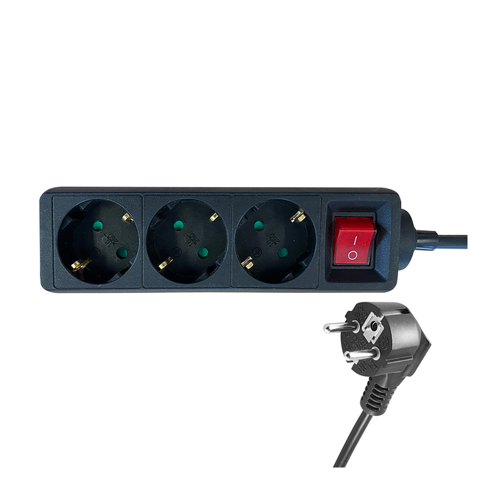 Stekkerdoos brasq  3 voudig 3 meter zwart(8742607) - 3