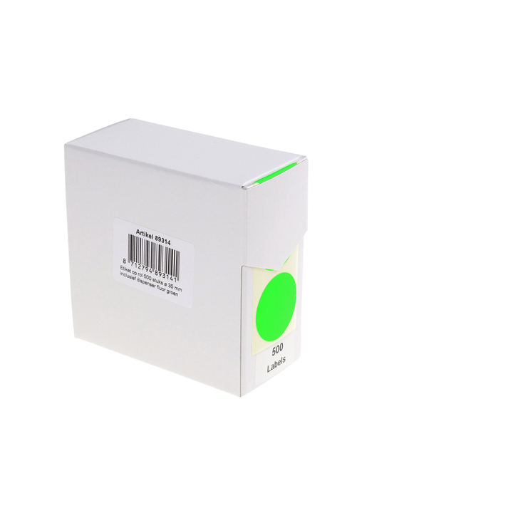 Etiket rillprint 35mm 500st op rol fluor groen(89314) - 0