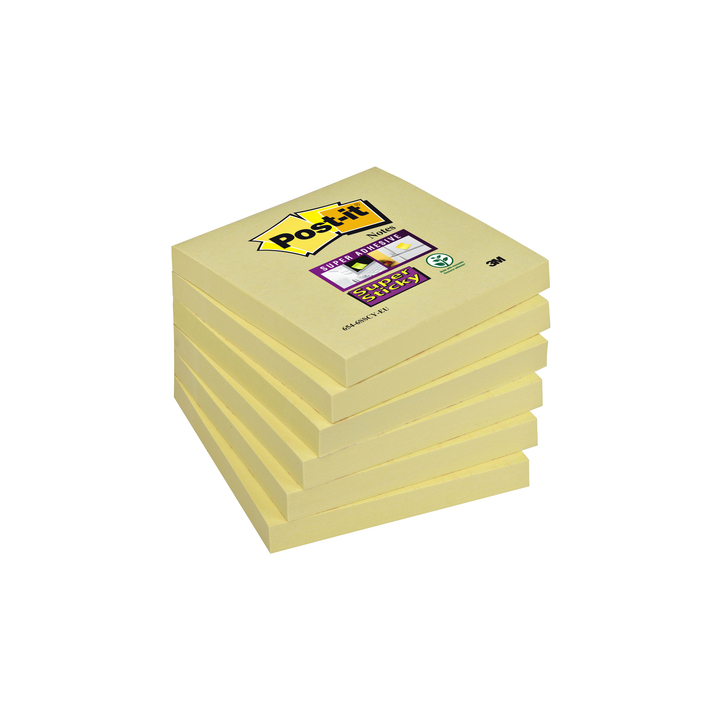 Memoblok 3m post-it 654 76x76 super sticky geel(654-6ssy) - 0