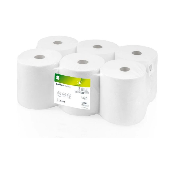 Satino Comfort | Handdoekrol | 150 Meter | 2-Laags | PT1 | Wit | 317940 (6 stuks) - 0
