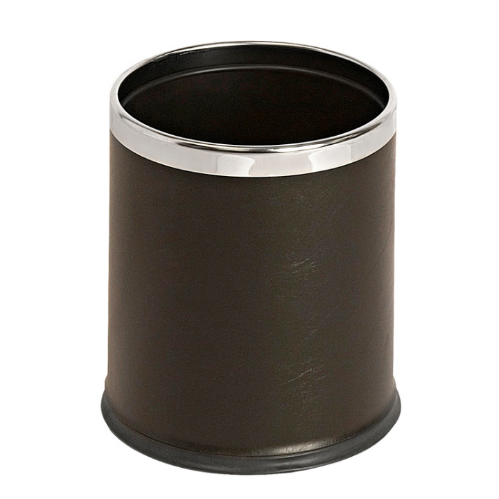 Lederlook papierbak, 10 liter, zwart/chroom, VB 789445 - 0