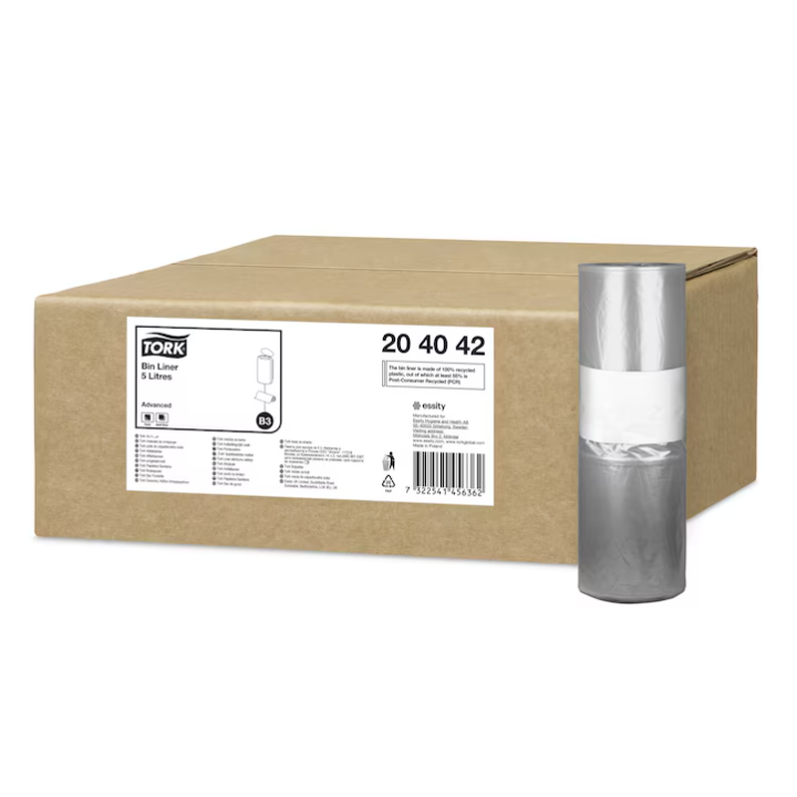 Tork | Afvalzak | 33x40cm | 5 Liter | B3 | Transparant | 204042 (20 rollen x 50 zakken) - 0