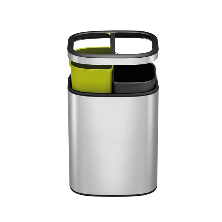 Oli-Cube, afvalbak, open top, 2x10 liter, mat RVS, VB 903621 - 1