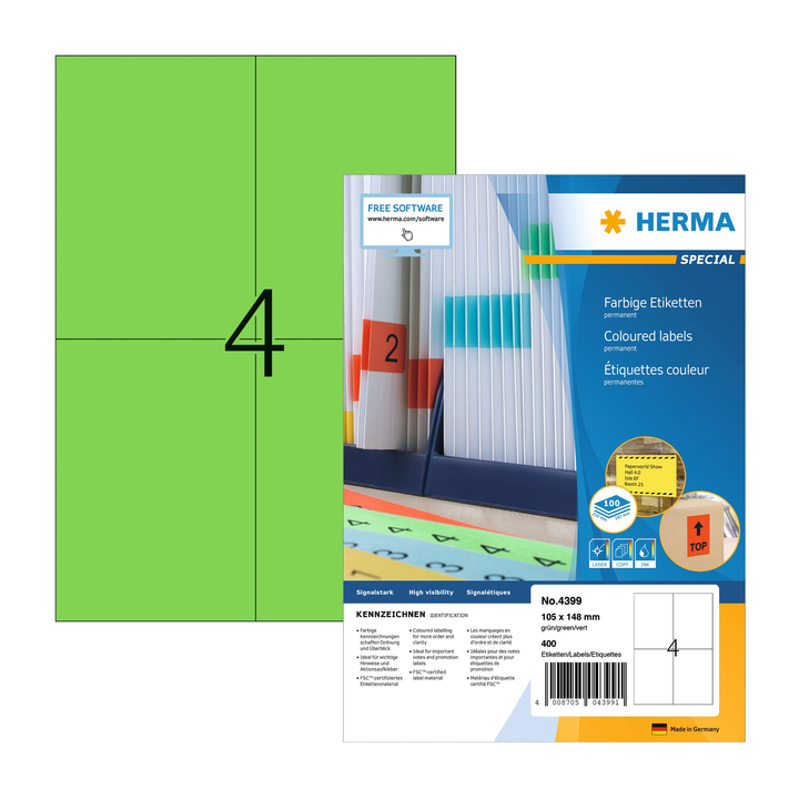 Etiket herma 4399 105x148mm a6 groen 400stuks(4399) - 0