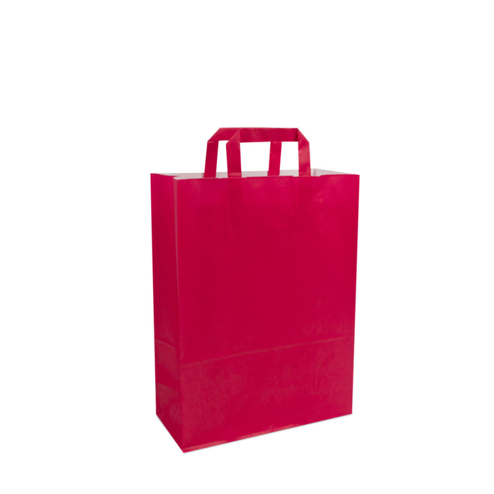 Draagtas, papier, 26+12x35cm, platte lus, roze (250 stuks) - 0