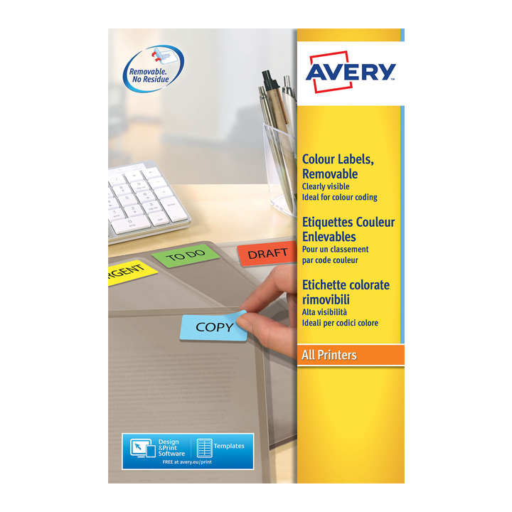 Etiket avery l6041-20 45.7x21.2mm geel 960st - 0
