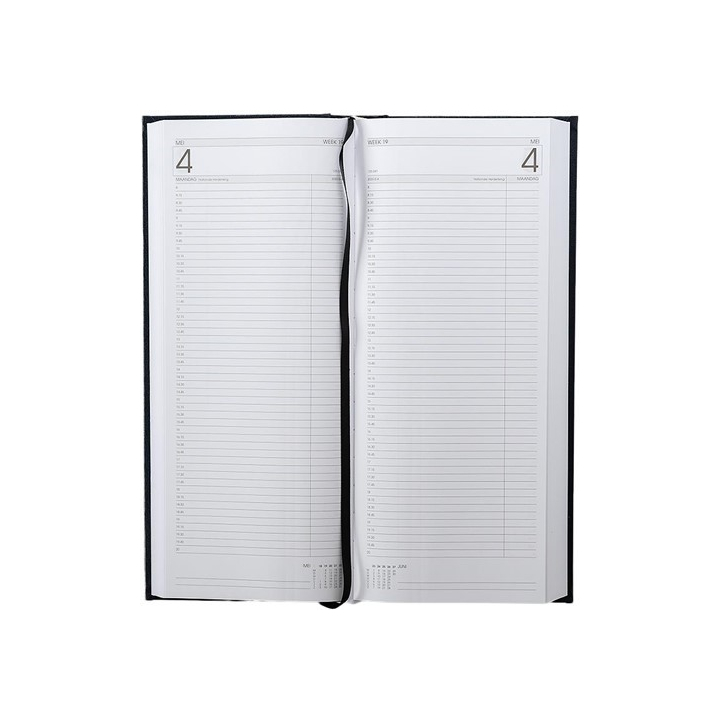 Efficiency Lang 1 Dag  2 Paginas Ned.Zwart agenda, 330x135mm - 1