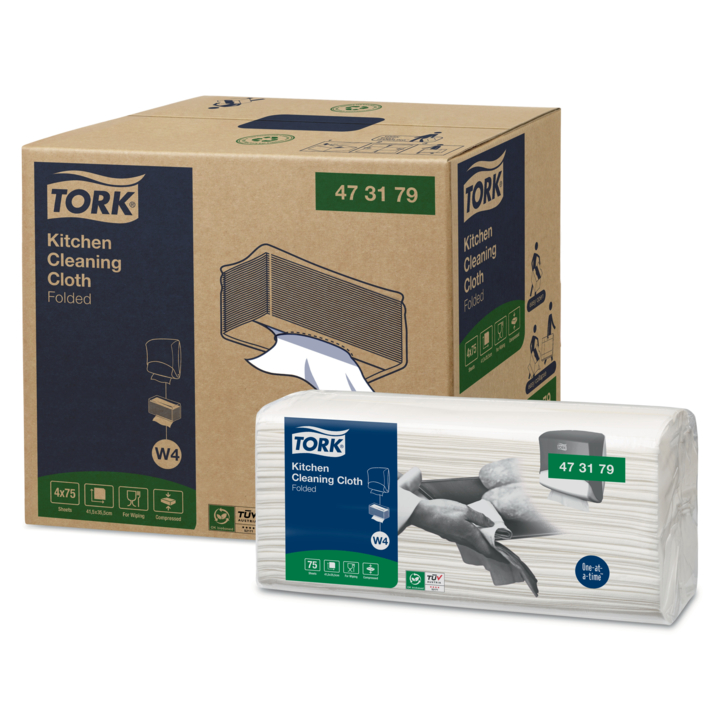 Tork Kitchen Cleaning | Gevouwen Reiningsdoek | 41,5x35,5cm | 1-Laags | W4 | Wit | 473179 (300 stuks) - 0