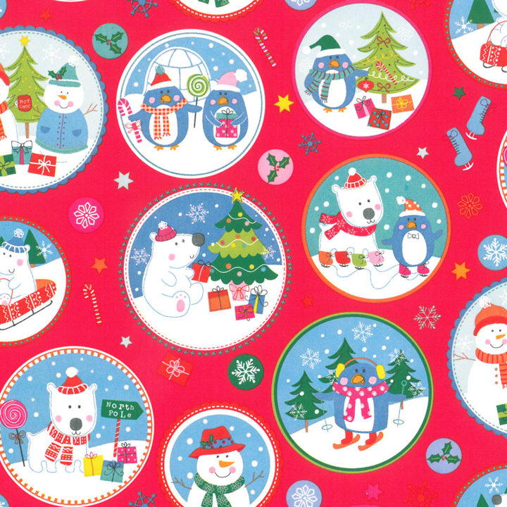 Cadeaupapier Kerst, 30cm x 200 meter, D90160, rood - 0