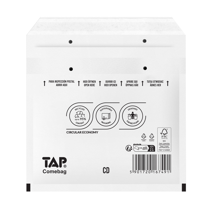 Envelop tap comebag luchtkussen tbv cd 100 stuks(81021200) - 0