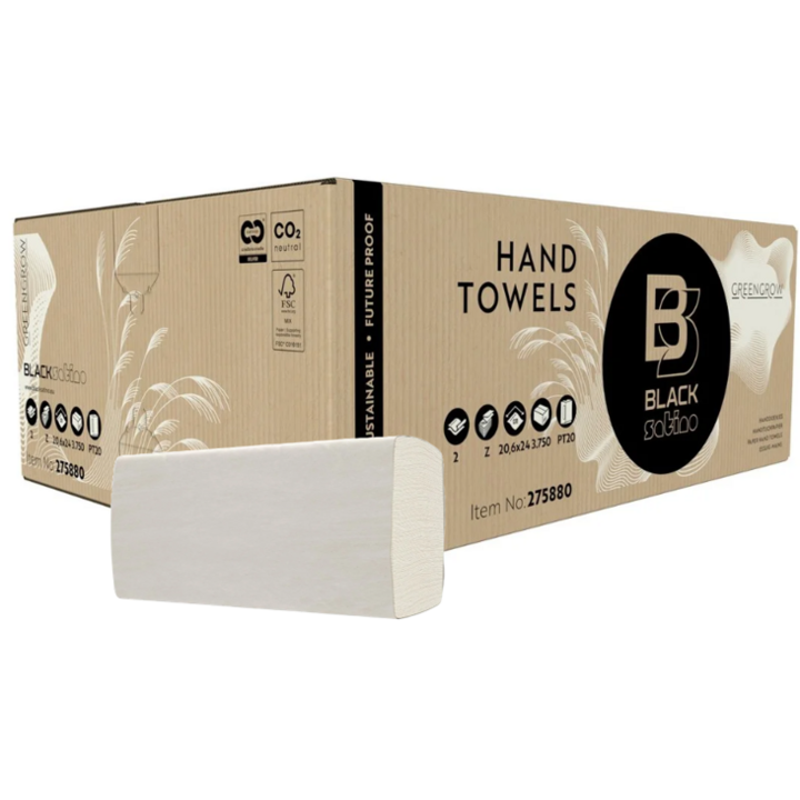 BlackSatino GreenGrow | Interfold Papieren Handdoekjes | 24x20,6cm | 2-Laags | PT20 | Lichtbeige | 275880 (3.750 stuks) - 0