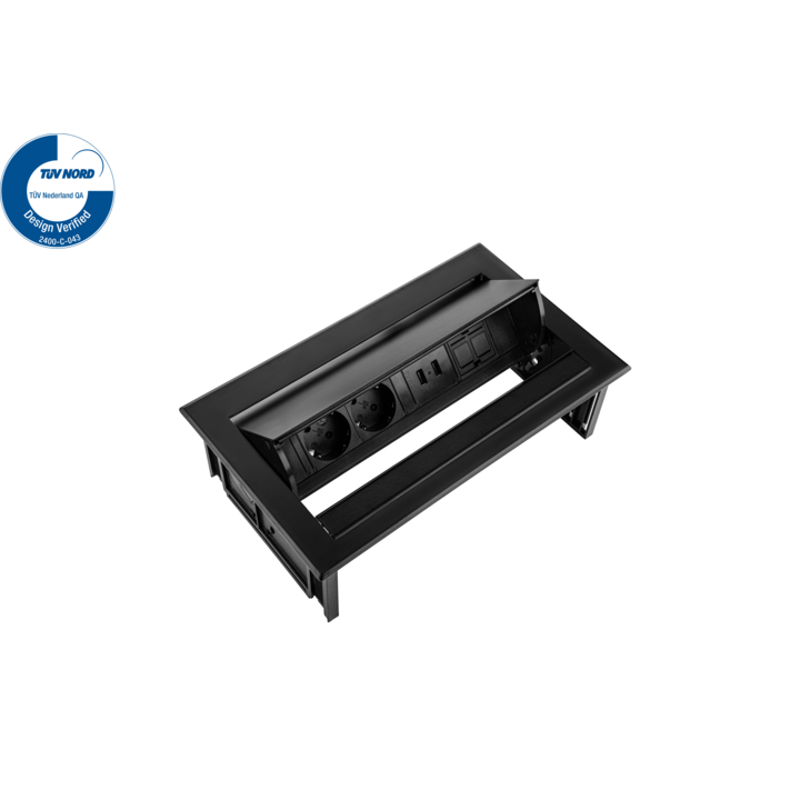 Filex, Power Desk In, 2x 230V, 2x USB, 1x keystone, zwart - 1