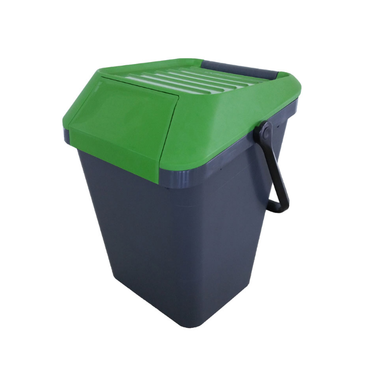 Easymax, stapelbare afvalbak, 45 ltr, grijs/groen, VB 187874 - 0