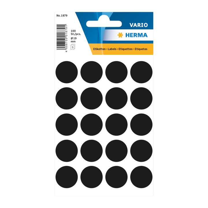 Etiket herma 1879 rond 19mm 100st zwart - 0