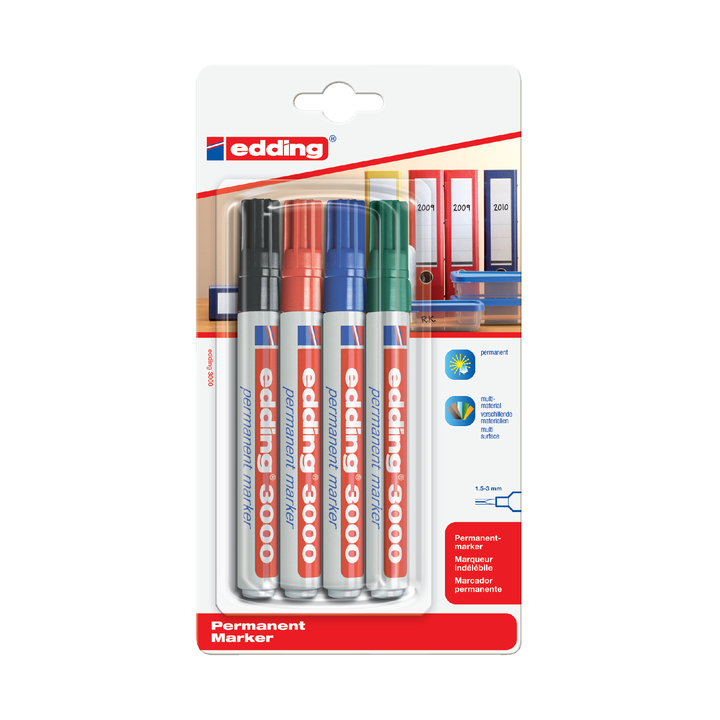 Viltstift edding 3000 perm rond 1.5-3mm ass - 0