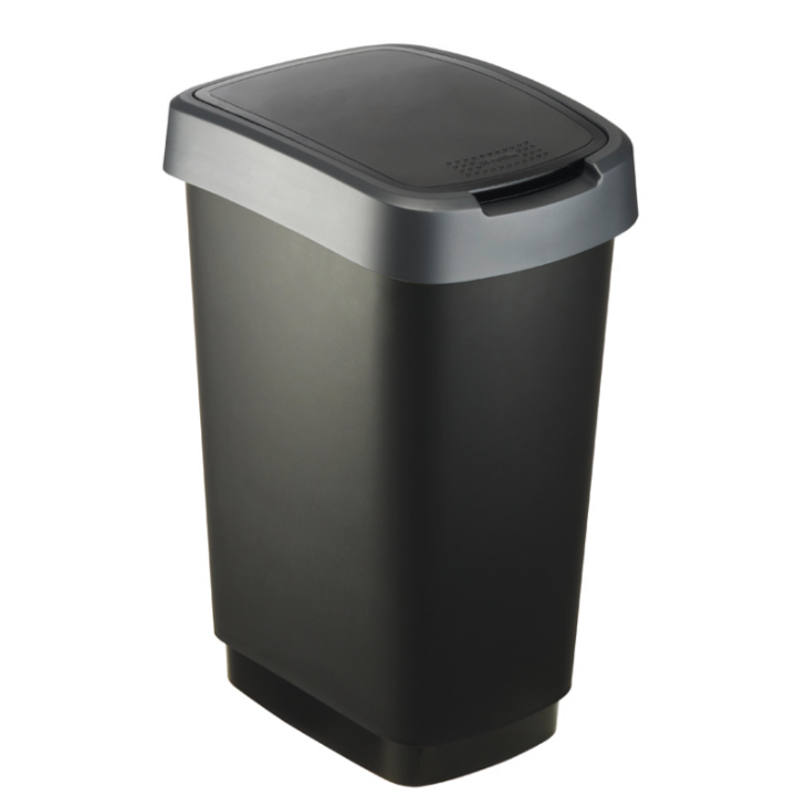 Twist, afvalbak, 25 liter, zwart/zilver, VB 135391 - 0
