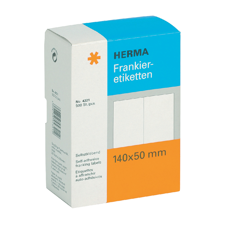 Etiket herma frankeer 4321 140x50mm 500st dubbel - 0