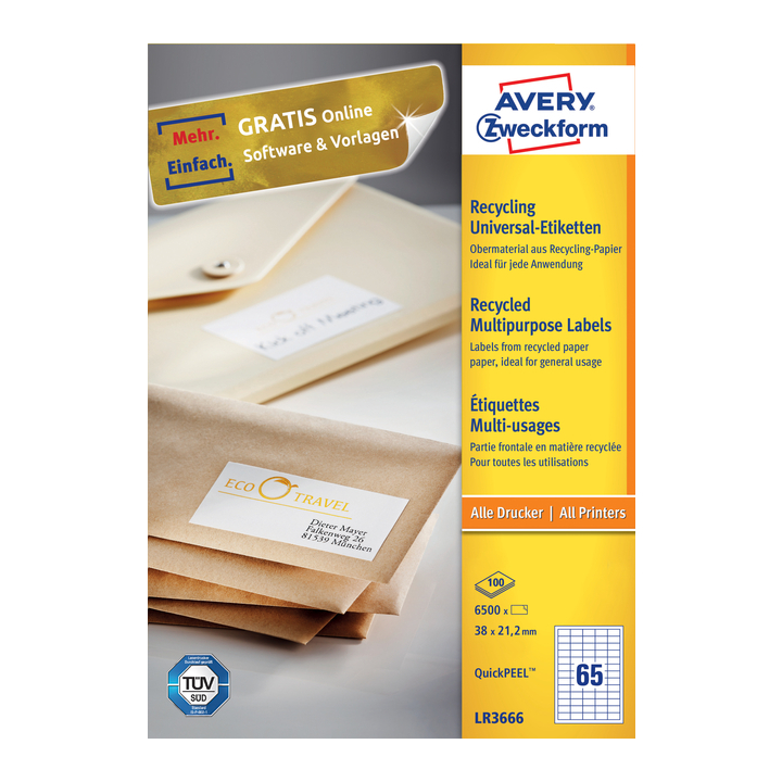 Etiket avery zweck lr3666 38x21.2mm 6500st recycled(lr3666) - 0